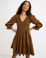 Thumbnail for your product : Madewell Flannel Lucie V-Neck Smocked Mini Dress