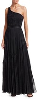 Thumbnail for your product : Stella McCartney Plisse Chiffon One-Shoulder A-Line Gown