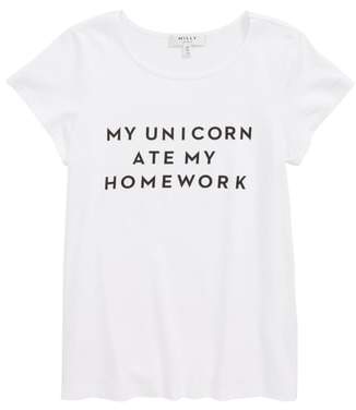 Milly Minis 'My Unicorn Ate My Homework' Graphic Tee