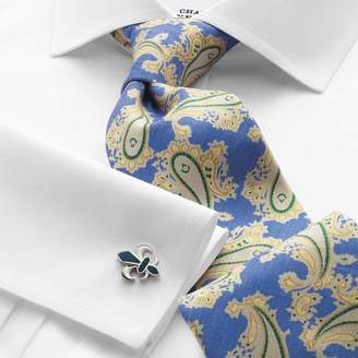 Charles Tyrwhitt Blue cotton mix printed paisley Italian luxury tie