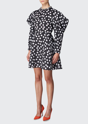 Carolina Herrera Polka Dot Puff-Sleeve Mini Dress