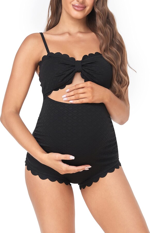 Costume Da Bagno Intero Maternità - Bikini Premaman Con Schienale Scalloped - Foto 10