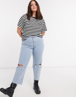 ASOS Curve DESIGN Curve ultimate t-shirt in black and white stripe