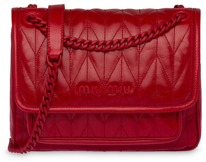 Miu Miu Lettering Logo QuiltedEffect Shoulder Bag ShopStyle