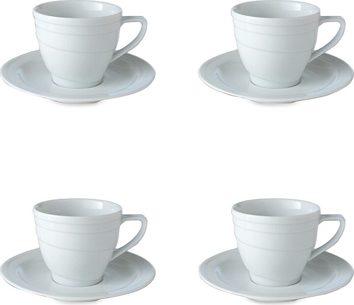 BergHOFF Essentials 3.5oz Porcelain Espresso Cup & Saucers, Set of 4