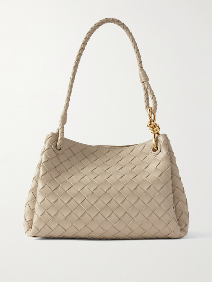 Bottega Veneta Parachute Medium Intrecciato Leather Shoulder Bag - Ecru