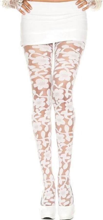 Music Legs Women’s Woven floral design spandex pantyhose