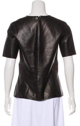 Vince Short Sleeve Leather Top