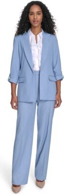 Calvin Klein Womens Faux Denim Roll Sleeve Jacket Wide Leg Pants