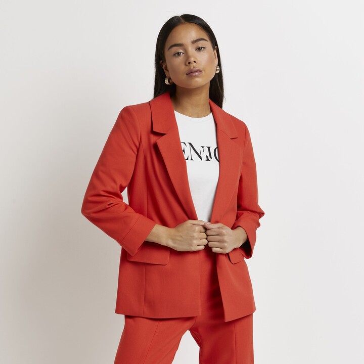 red check blazer womens
