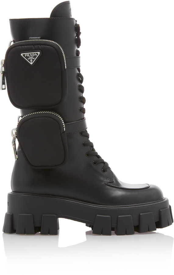 tall prada combat boots