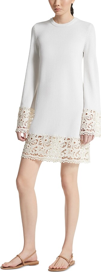 Michael Kors Collection Lace Hem Cashmere Long Sleeve Sweater