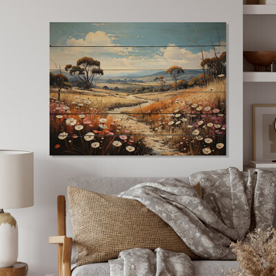 Red Barrel Studio Countryside Spring Meadow On Wood Print