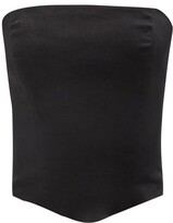 Thumbnail for your product : ALBUS LUMEN Curved-hem Linen Bustier Top - Black