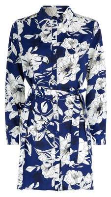 Yumi Navy Floral Print Shirt Dress