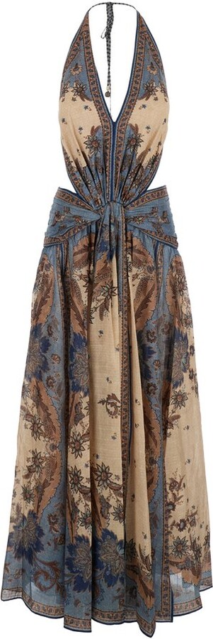 Zimmermann Ascension Plunge Halter Maxi Dress