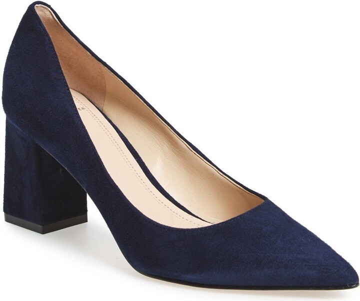 block heel navy pumps