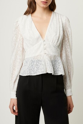 French Connection Brenna Long Sleeve Lace Peplum Top