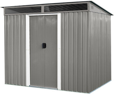TUOXIN Metal Outdoor Storage 8ft X 6ft With Lockable Sliding Doors - For Organizing Your Area 8 6 Ft Shed Transparent Plate Provides Adequate Space