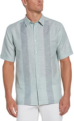 Cubavera Men's Classic Yarn Dye Panel Short Sleeve Button-Down Shirt