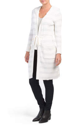Belted Hooded Striped Cardigan