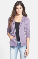 Thumbnail for your product : Sun & Shadow Lace Panel Front Zip Hoodie (Juniors)