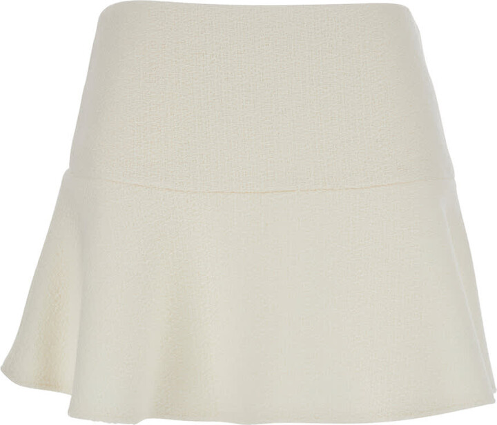 Gucci White Skirt With Hidden Side Closure In Wool Boucle Woman