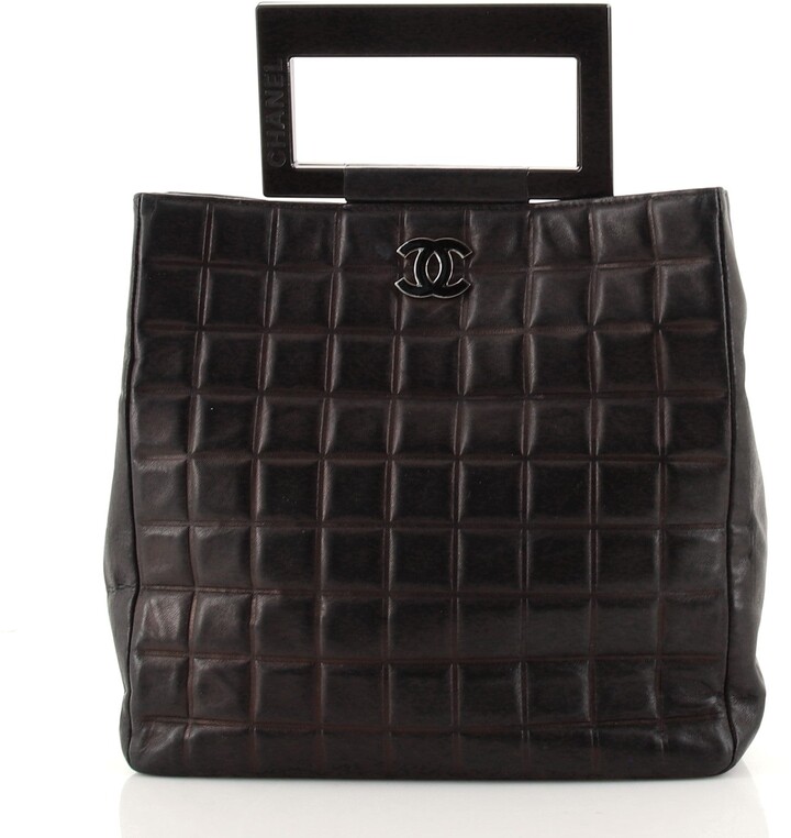 Chanel Chocolate Bar Resin Handle Tote Quilted Lambskin Small - ShopStyle