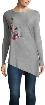 Liz Claiborne Long Sleeve Embriodered Sweater - Tall