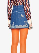 Thumbnail for your product : Gucci Embroidered denim mini skirt