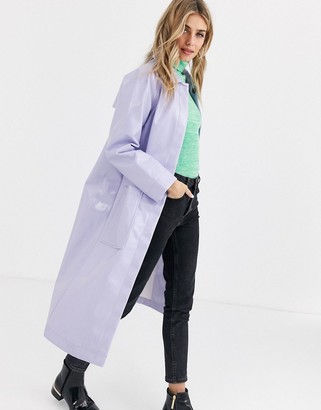 ASOS DESIGN patent trench coat in lilac