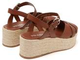 Thumbnail for your product : Prada Criss Cross Leather Wedge Espadrille Sandals - Womens - Tan