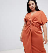 Thumbnail for your product : ASOS Curve DESIGN Curve twist midi dress with kimono sleeve-Red