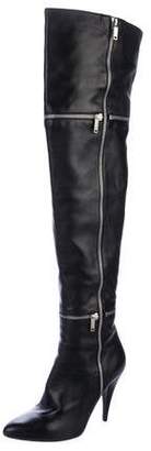Saint Laurent Leather Over-The-Knee Boots Black Leather Over-The-Knee Boots
