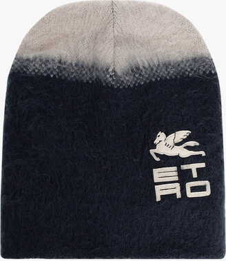 Save 15% Etro Wool Hat With Logo in Green,Grey Grey Mens Hats Etro Hats for Men 