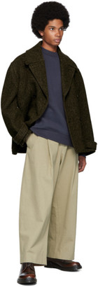 Sunspel Navy Cotton and Cashmere Fleece Sweatshirt