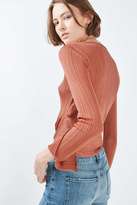 Thumbnail for your product : Topshop Plisse front knot crop top