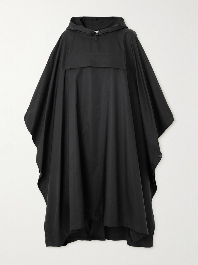 ポンチョ・ケープ THE ROW CEDAR COTTON AND SILK BLEND PONCHO Cedar Top Black in Cotton and Silk – The Row