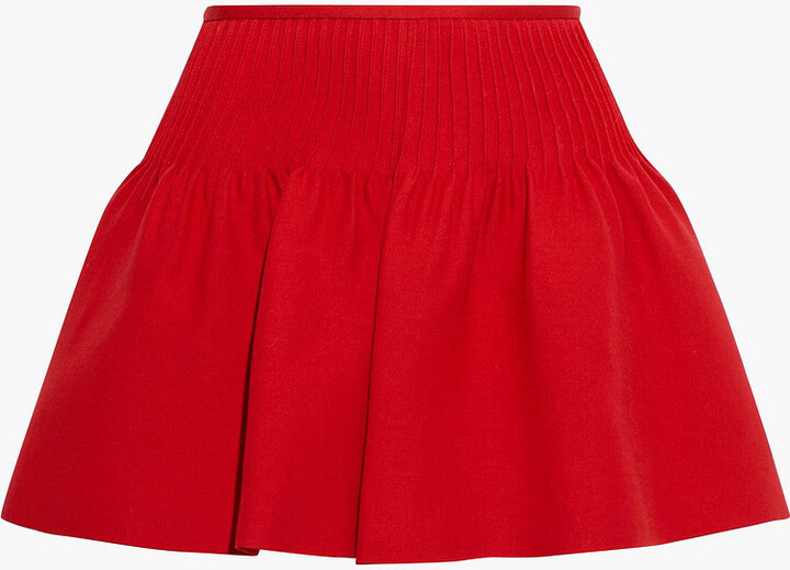 Valentino Pintucked Wool And Silk-blend Crepe Mini Skirt - ShopStyle