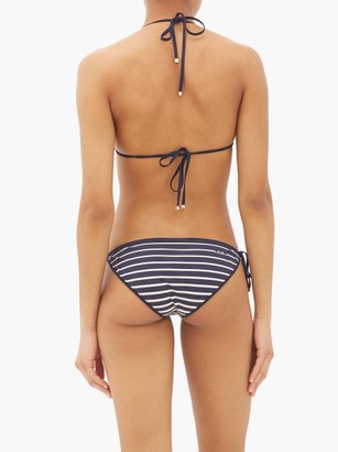 Valentino Striped Triangle Low-rise Bikini - Navy Multi