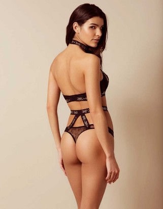 Agent Provocateur Montinah Thong Black And Rose Gold