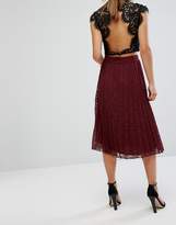 Thumbnail for your product : ASOS Petite Lace Pleated Midi Skirt