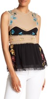 Thumbnail for your product : Cynthia Rowley Embroidered Raw Edge Sleeveless Blouse