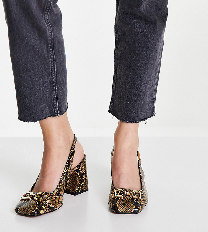 Wide Fit Snakeskin Slingback Heels ASOS DESIGN Wide Fit Stable