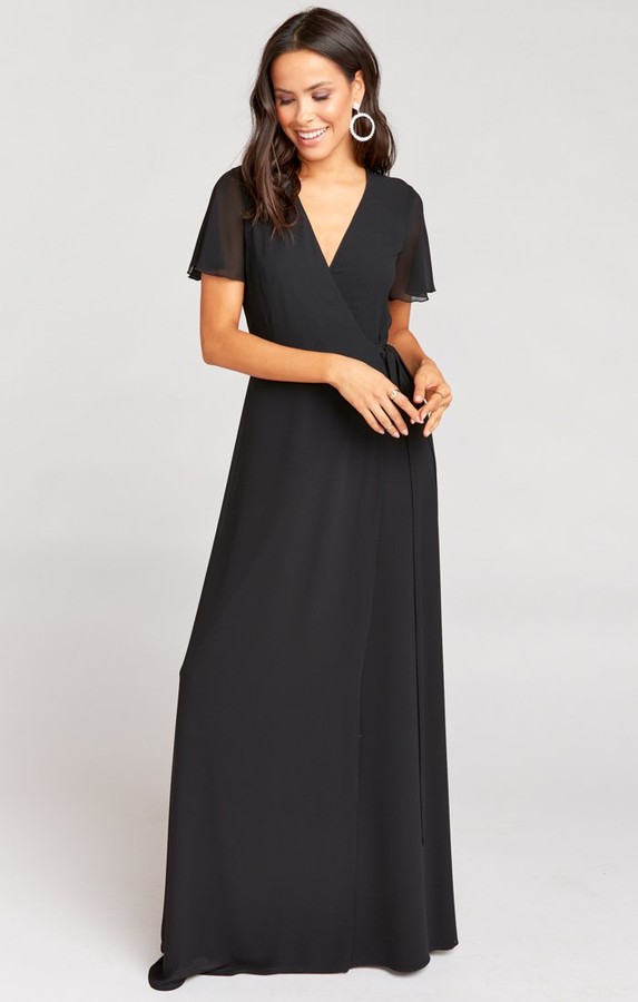 noelle flutter sleeve wrap dress
