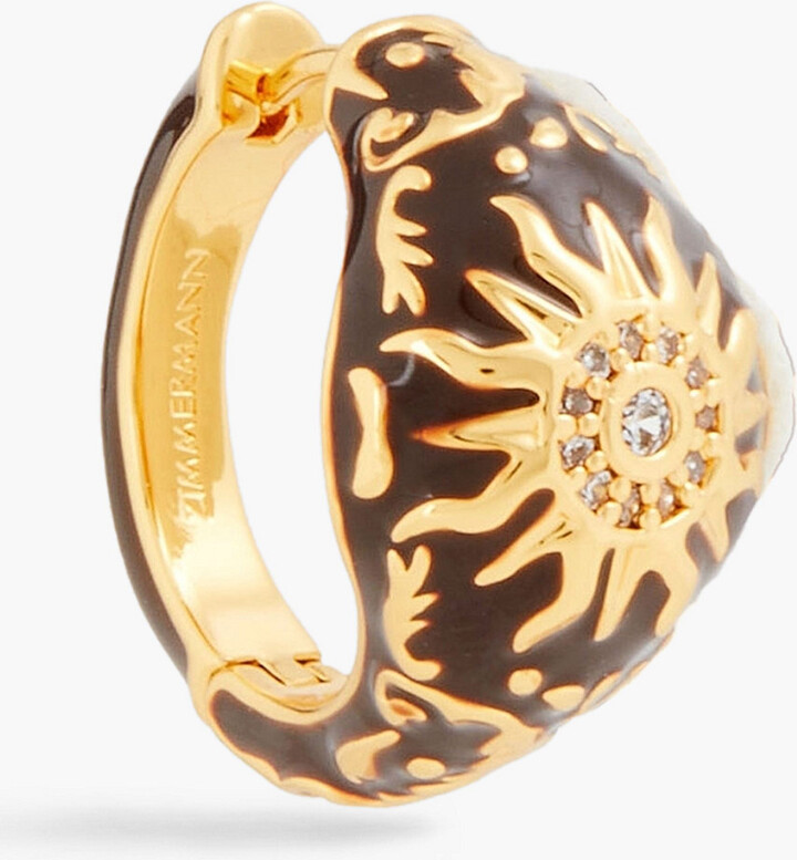 Gold-tone, crystal and enamel single earring