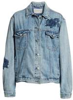 Thumbnail for your product : AllSaints Rose Embroidered Oversize Denim Jacket