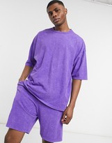 Thumbnail for your product : ASOS DESIGN lounge t-shirt and short pyjama set in washed purple