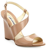 Thumbnail for your product : Brian Atwood Anabel Patent Leather Wedge Sandals