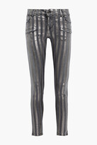 Thumbnail for your product : Pierre Balmain Metallic striped low-rise skinny jeans
